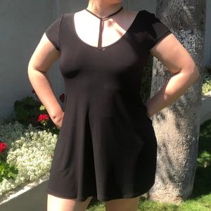 Black skater dress with neckline strings